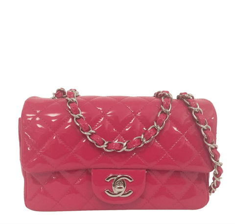 Pink Chanel Mini Patent Classic Square Single Flap Crossbody Bag – Designer  Revival