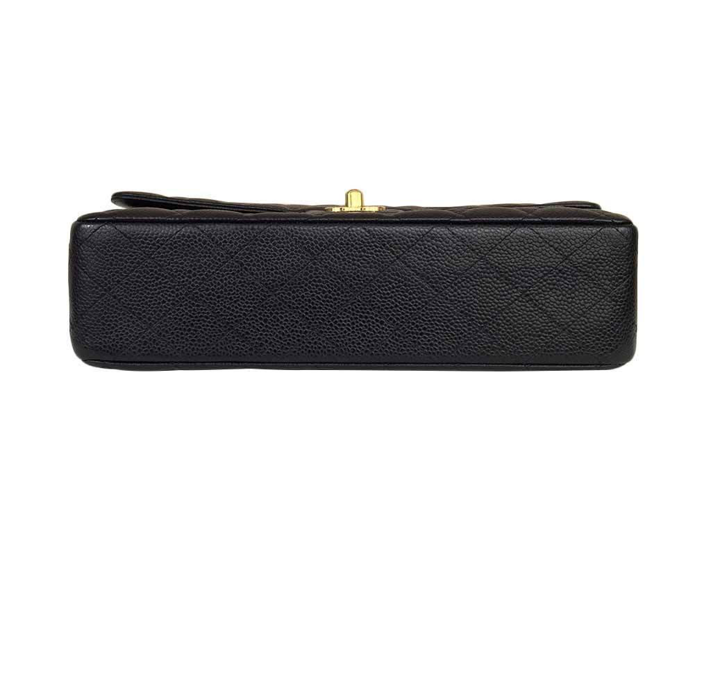 Chanel Classic M/L Medium Double Flap Bag Black Caviar Silver Hardware –  Coco Approved Studio