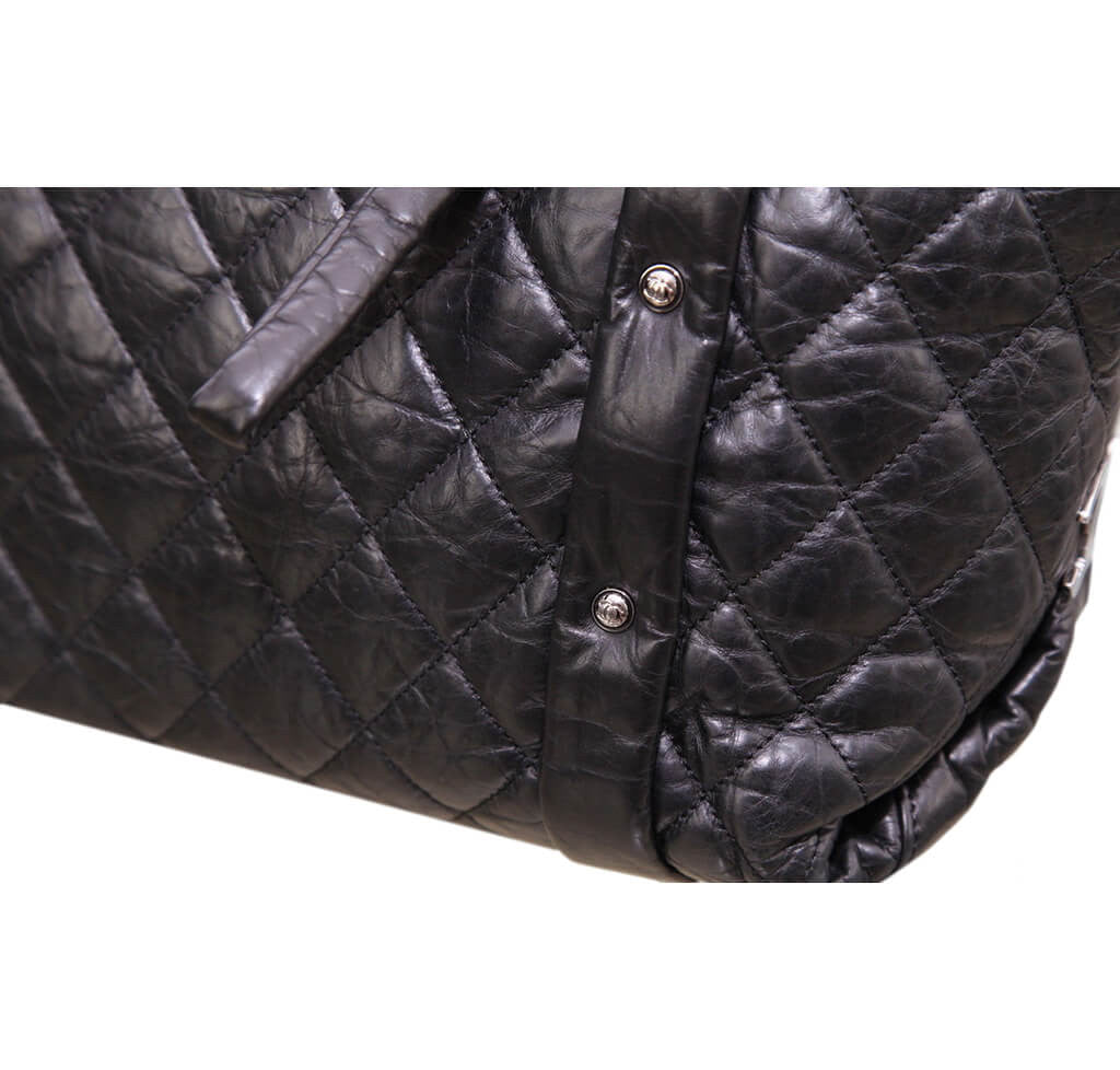 Chanel 2015 Quilted calf leather & Tweed Grand Shopping Tote Bag Black  ref.958355 - Joli Closet