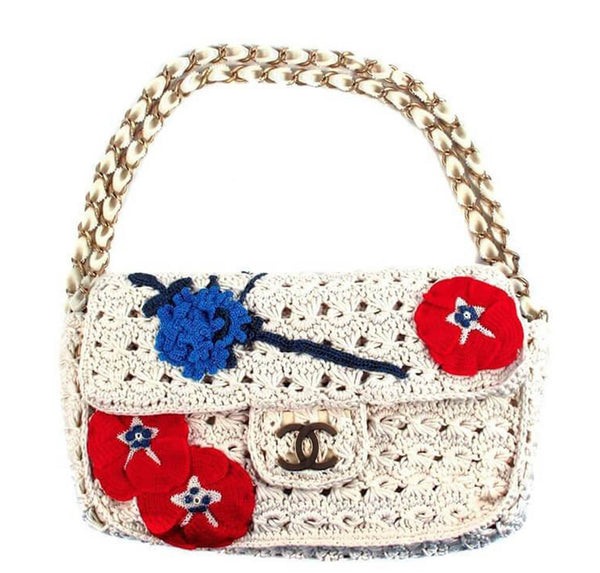 Chanel Crocheted Knit Camelllia Runway Bag 