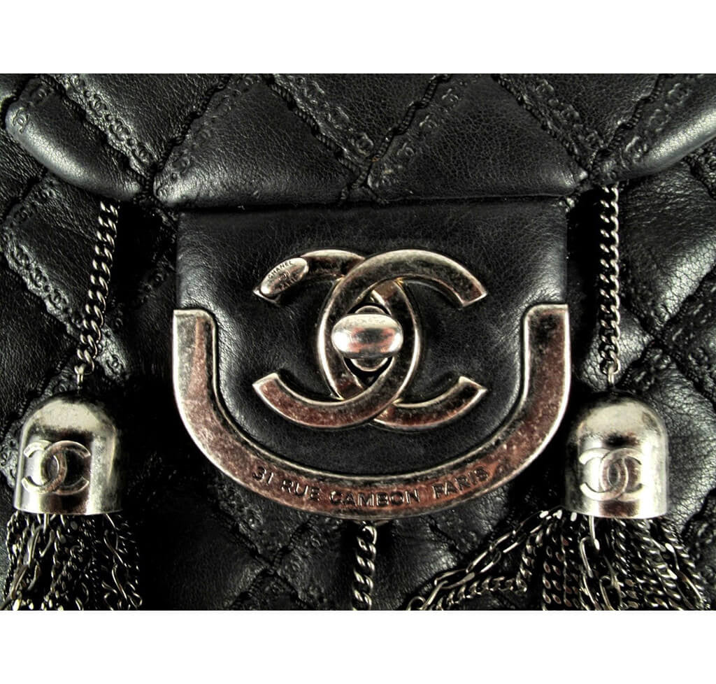 Chanel Crossbody Tassel Bag Black - Antiqued Gunmetal Hardware