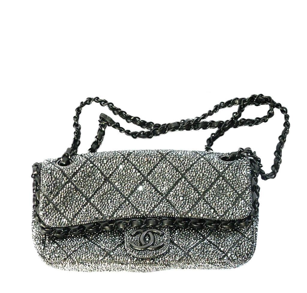 silver chanel crossbody handbag