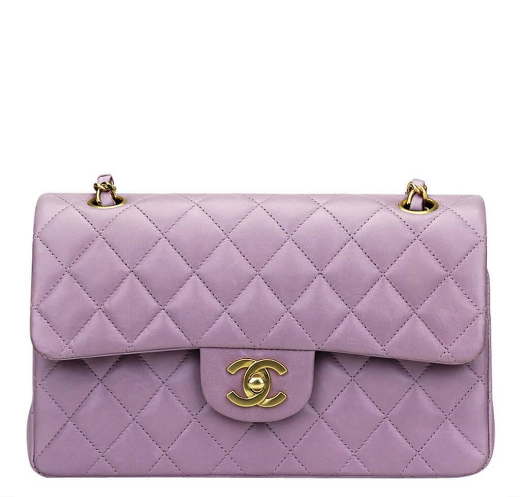 Chanel Purple Lambskin Jumbo Double Flap Bag Gold Hardware, 2023
