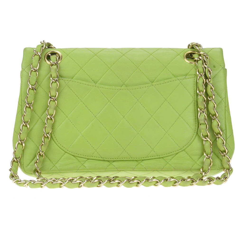 Chanel Medium Classic Double Flap Bag Brown, Green, and White Tweed Light  Gold Hardware