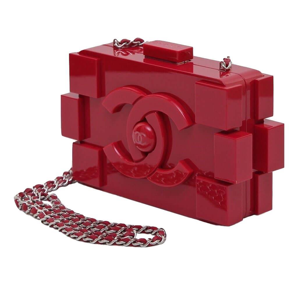 Chanel Lego Brick Bag Red  Plexiglass Silver Hardware  Baghunter