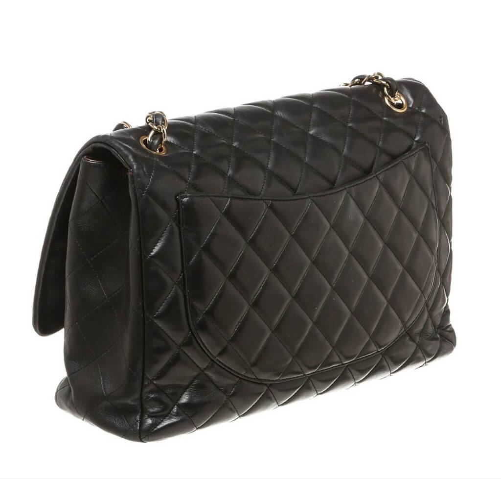 Chanel Maxi Shoulder Flap Bag Black Lambskin