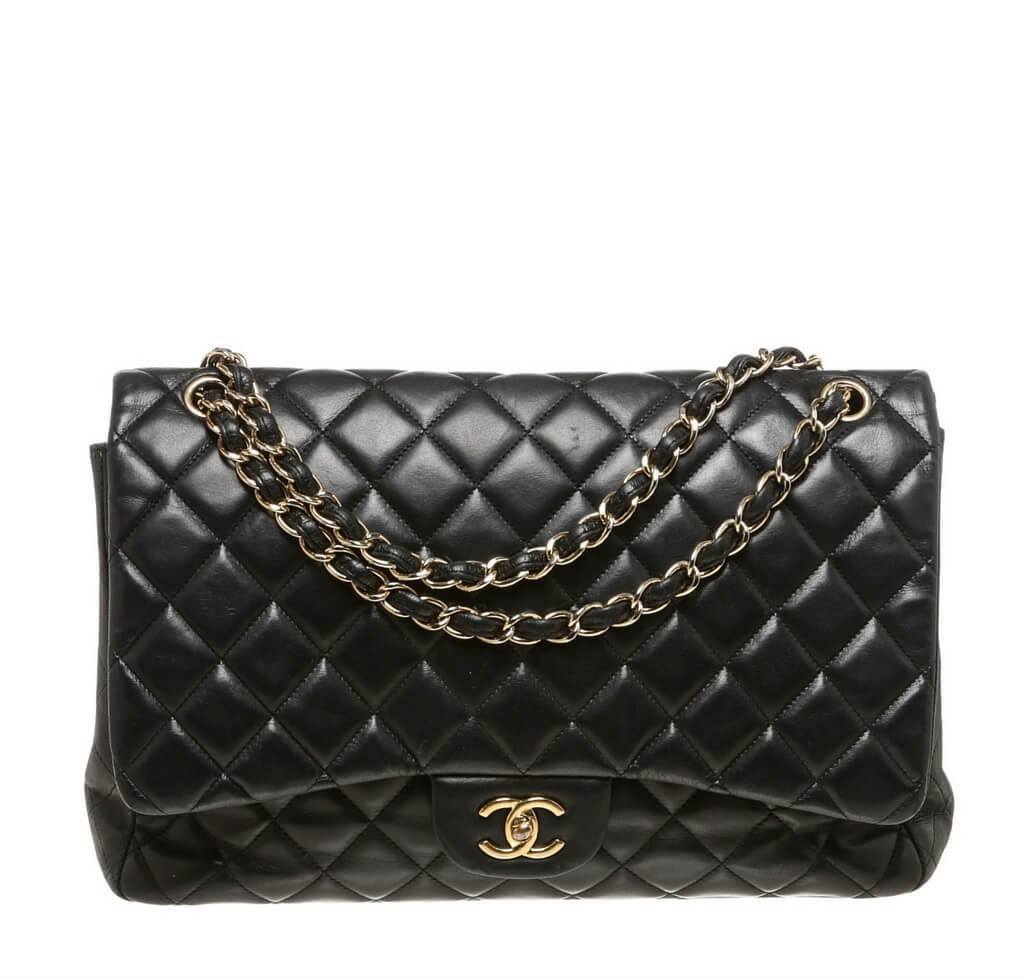 black chanel handbag with gold chain used