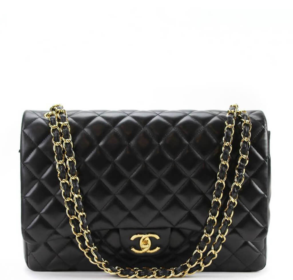 Chanel Black Quilted Lambskin Side-Pack Bags Gold and Imitation Pearl Hardware, 2019 (Like New), Blue Womens Handbag