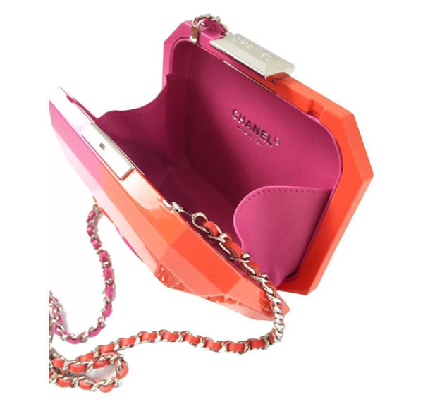 Chanel minaudiere ombre red pink new inside