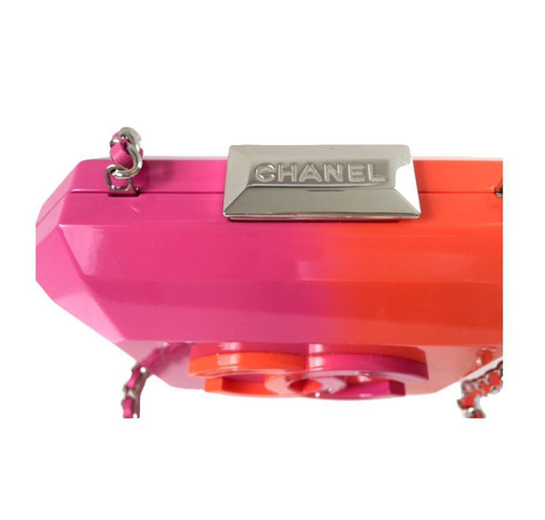 Chanel minaudiere ombre red pink new detail