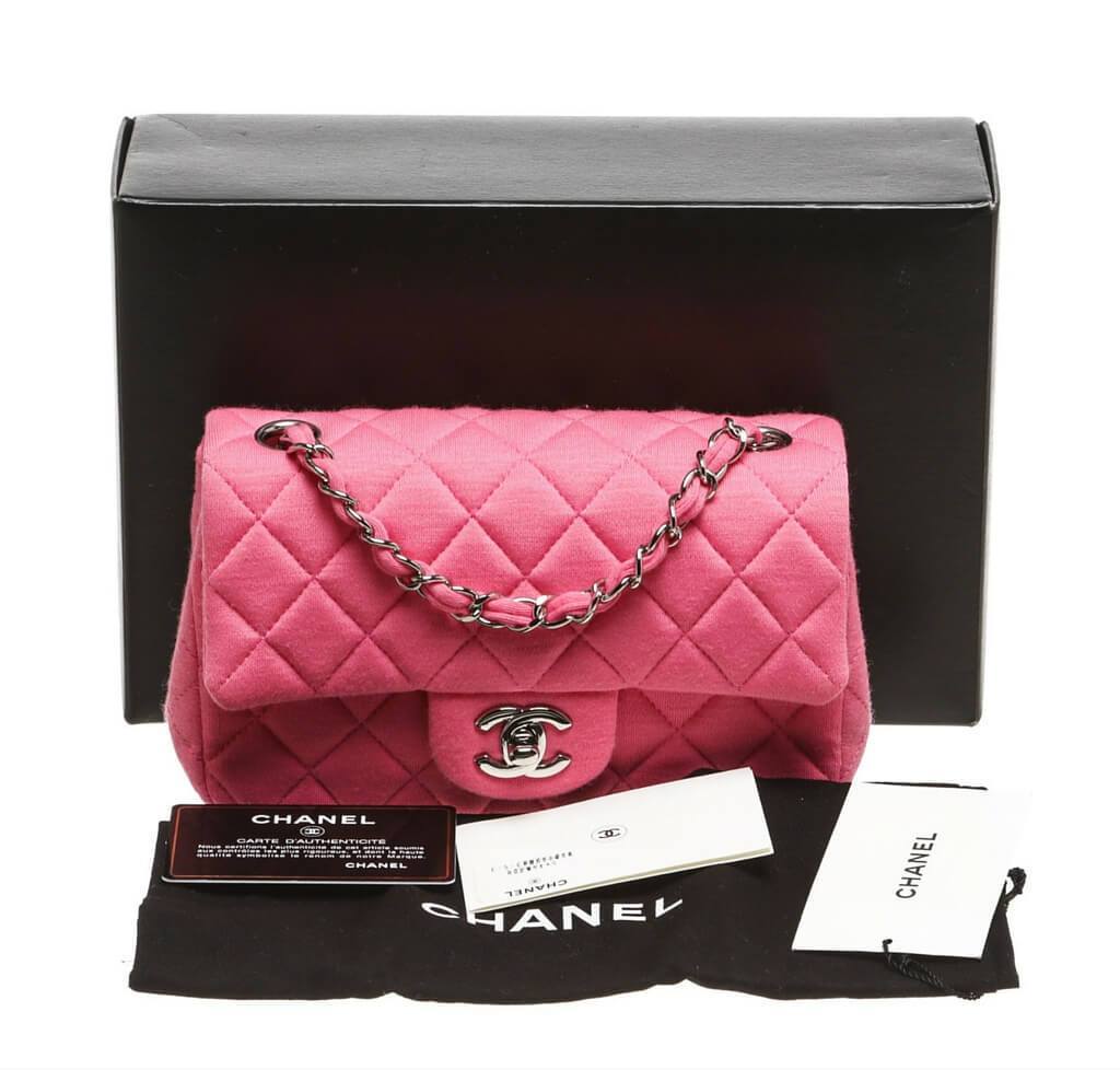 Chanel Mini Flap Classic Bag Pink Jersey
