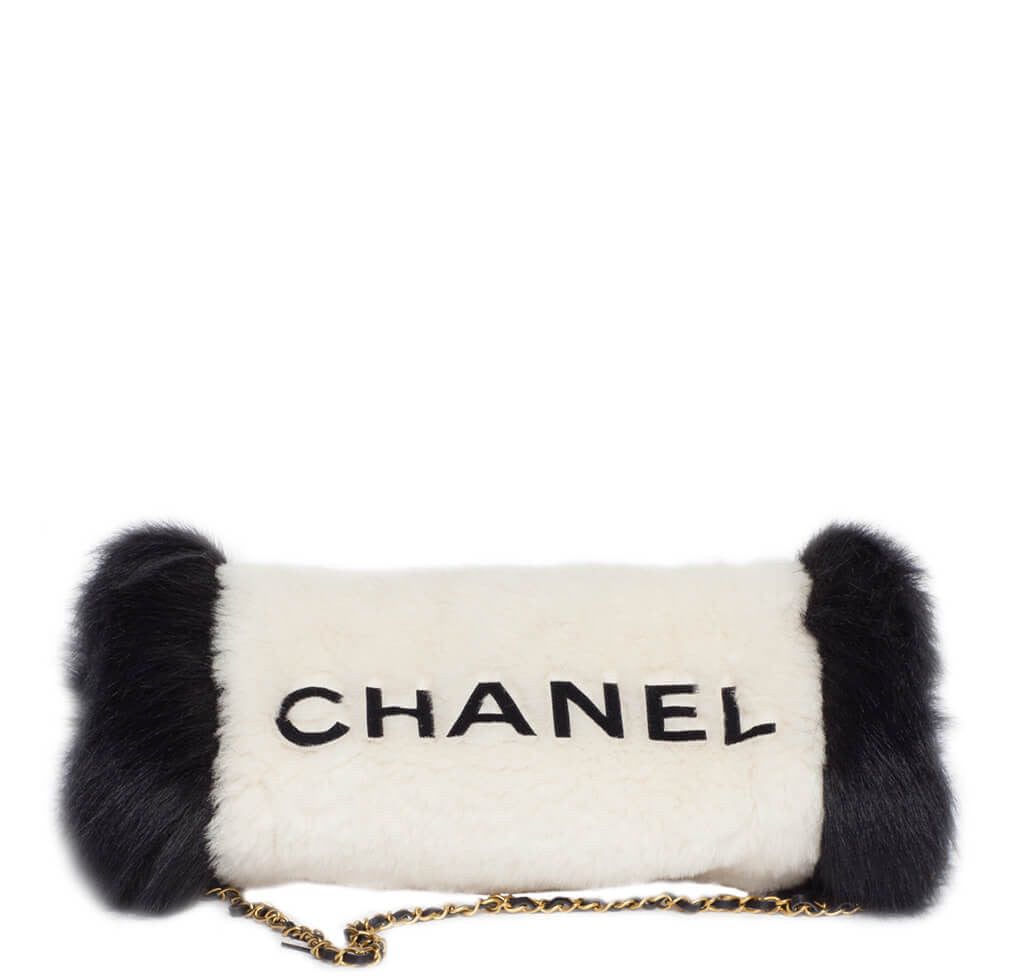 Chanel Muff Bag Black & White Fur - Rare Collector's Piece