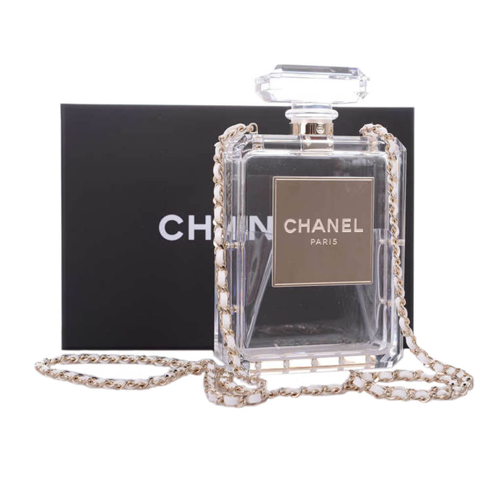 Chanel Limited Edition Transparent Bottle Minaudière Clutch Plexiglass Bag