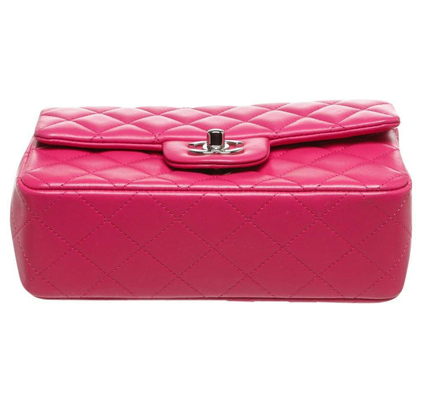 Chanel Mini Classic Flap Bag Pink Used Bottom