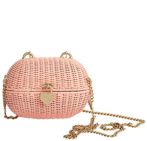 Chanel Wicker Shoulder Bag Pink