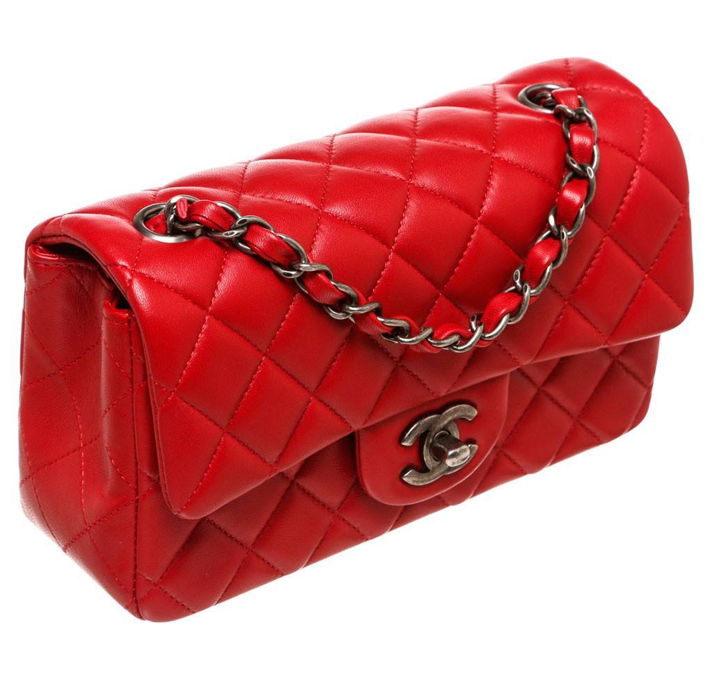 Chanel Red Lambskin Small 8' Classic Flap Bag Ruthenium Hardware MW195 –  LuxuryPromise