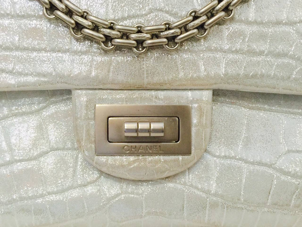 Chanel Reissue 2.55 Bag Silver Metallic Alligator