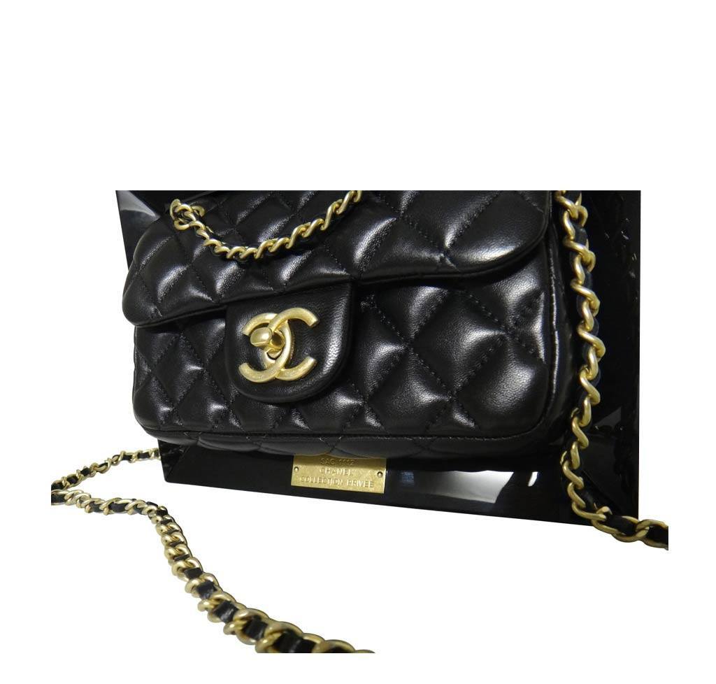Chanel Runway Black Acrylic Crystal Gold Evening Cosmetic Box Shoulder Bag