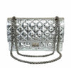 chanel silver mirror 225 flap bag reissue used front