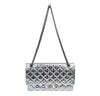chanel silver mirror 225 flap bag reissue used full