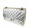 chanel silver mirror 225 flap bag reissue used side