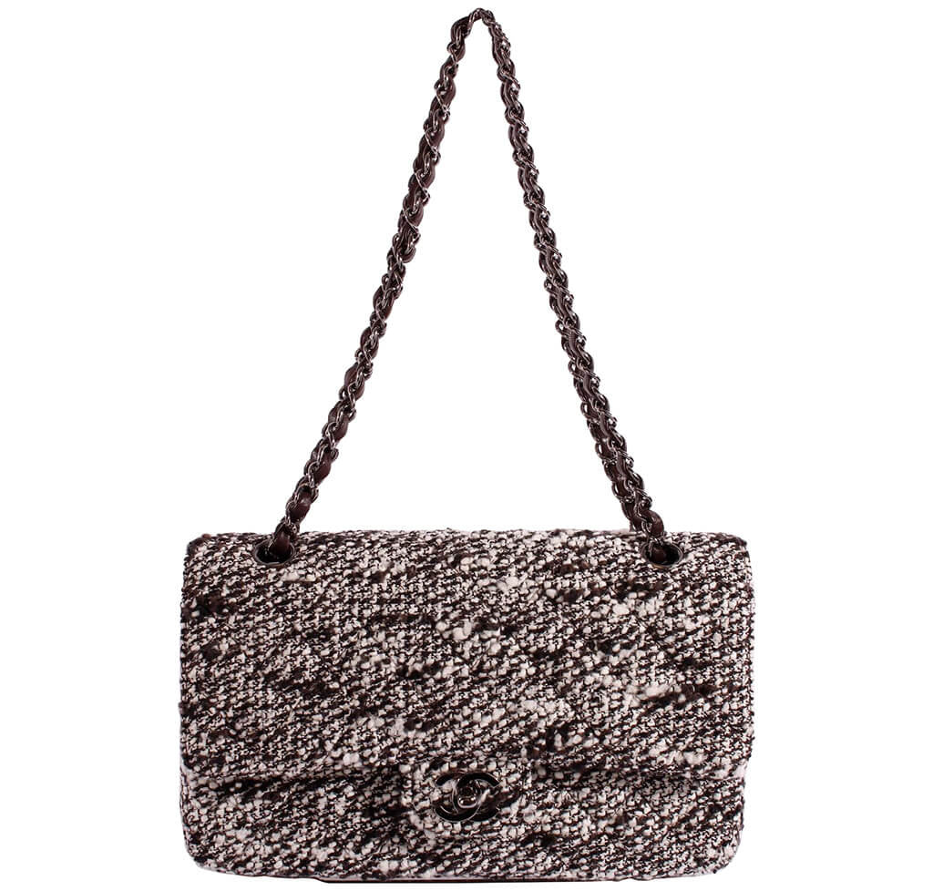 Chanel Charcoal Ultra Grey Confetti Fantasy Tweed Classic Flap Bag – House  of Carver