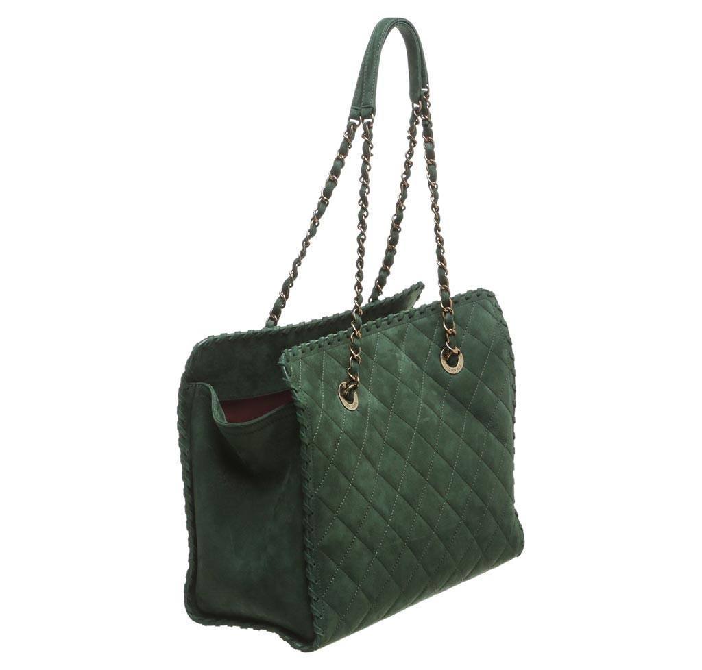 Chanel Whipstitch Tote Bag - Suede Green