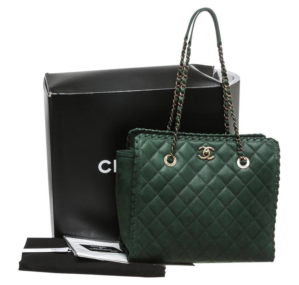 Chanel Whipstitch Tote Bag Green