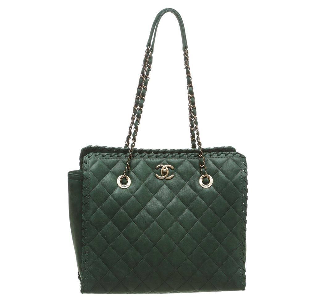 Chanel Whipstitch Tote Bag - Suede Green