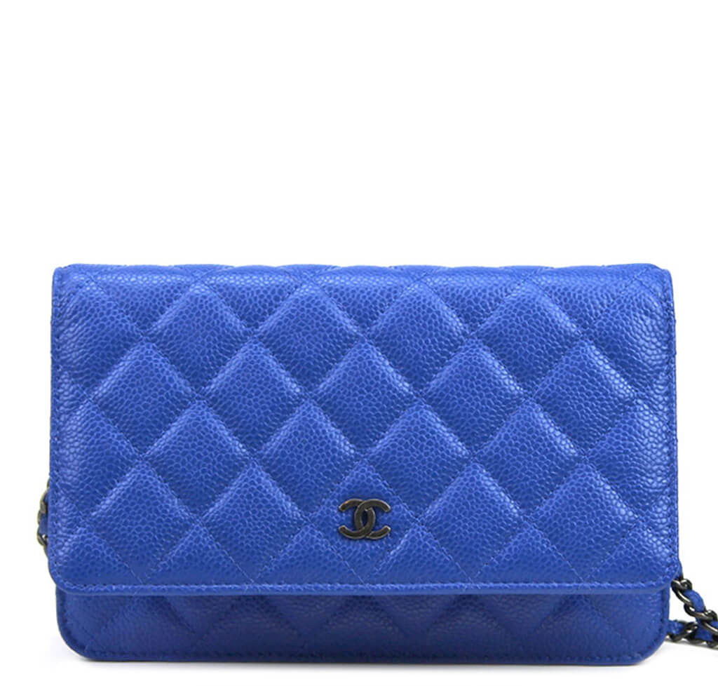 Chanel Caviar Leather Wallet On A Chain Blue with Silver Hardware - Luxury  In Reach