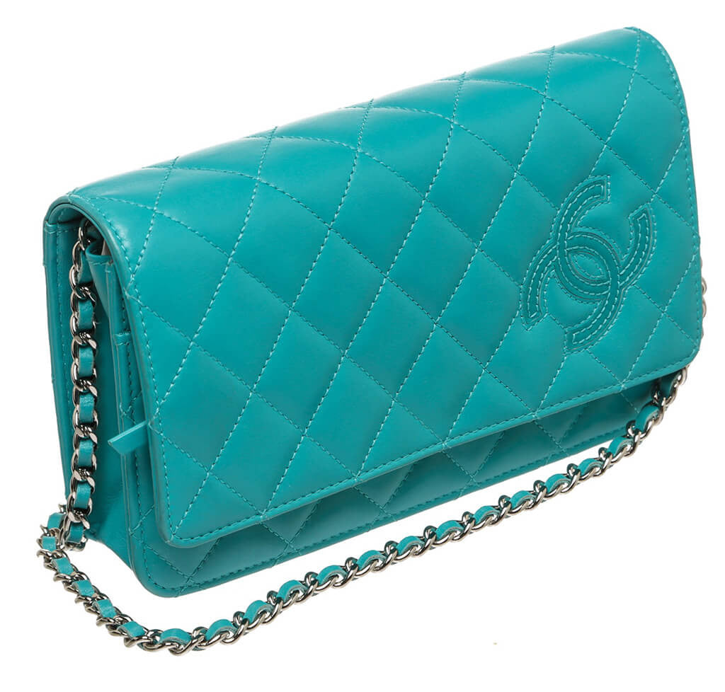 Chanel Teal Lambskin Leather Boy Matrasse Long Wallet For Sale at 1stDibs