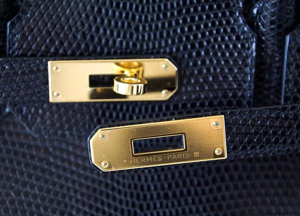 Hermes Birkin 30 Bag Jet Black Lizard Gold Hardware – Mightychic