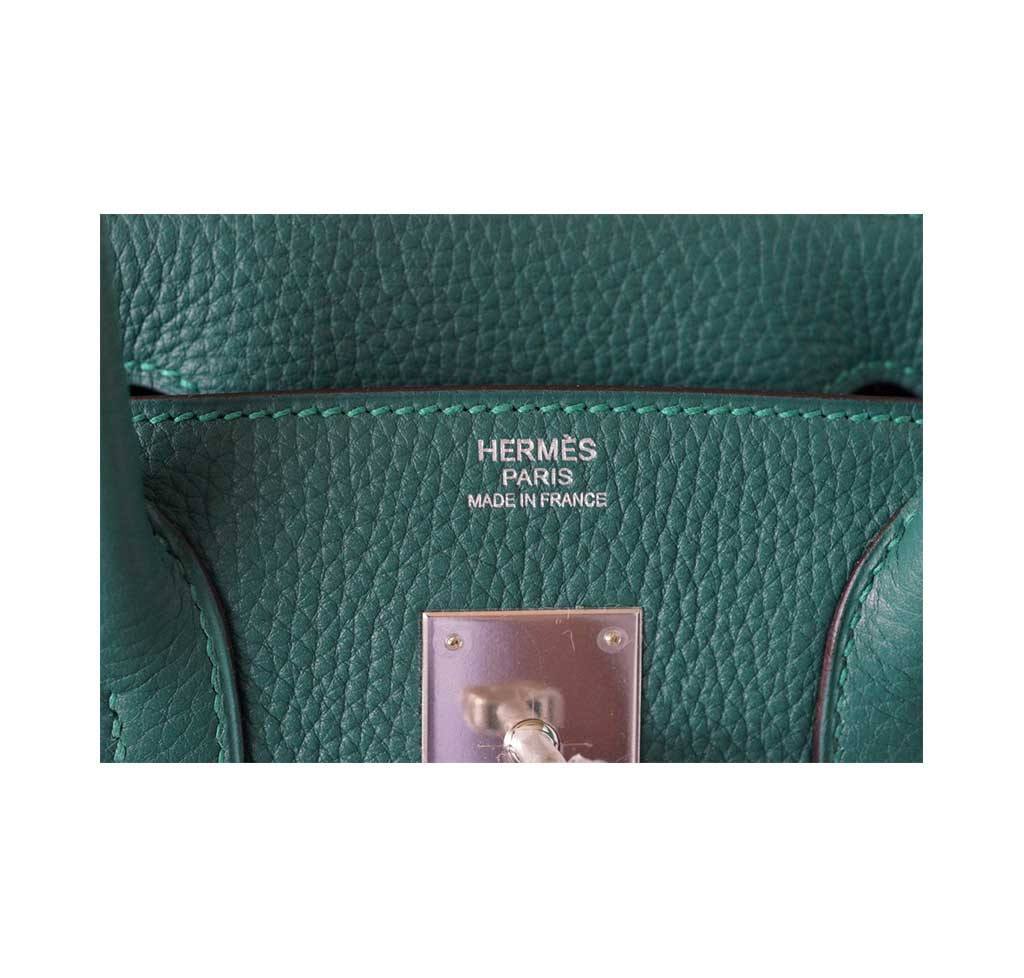 Hermes Birkin 30cm Malachite Togo Leather Palladium Hardware