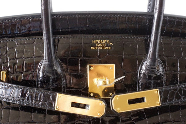 Hermes Birkin 35 Porosus Crocodile Noir gold pristine embossing