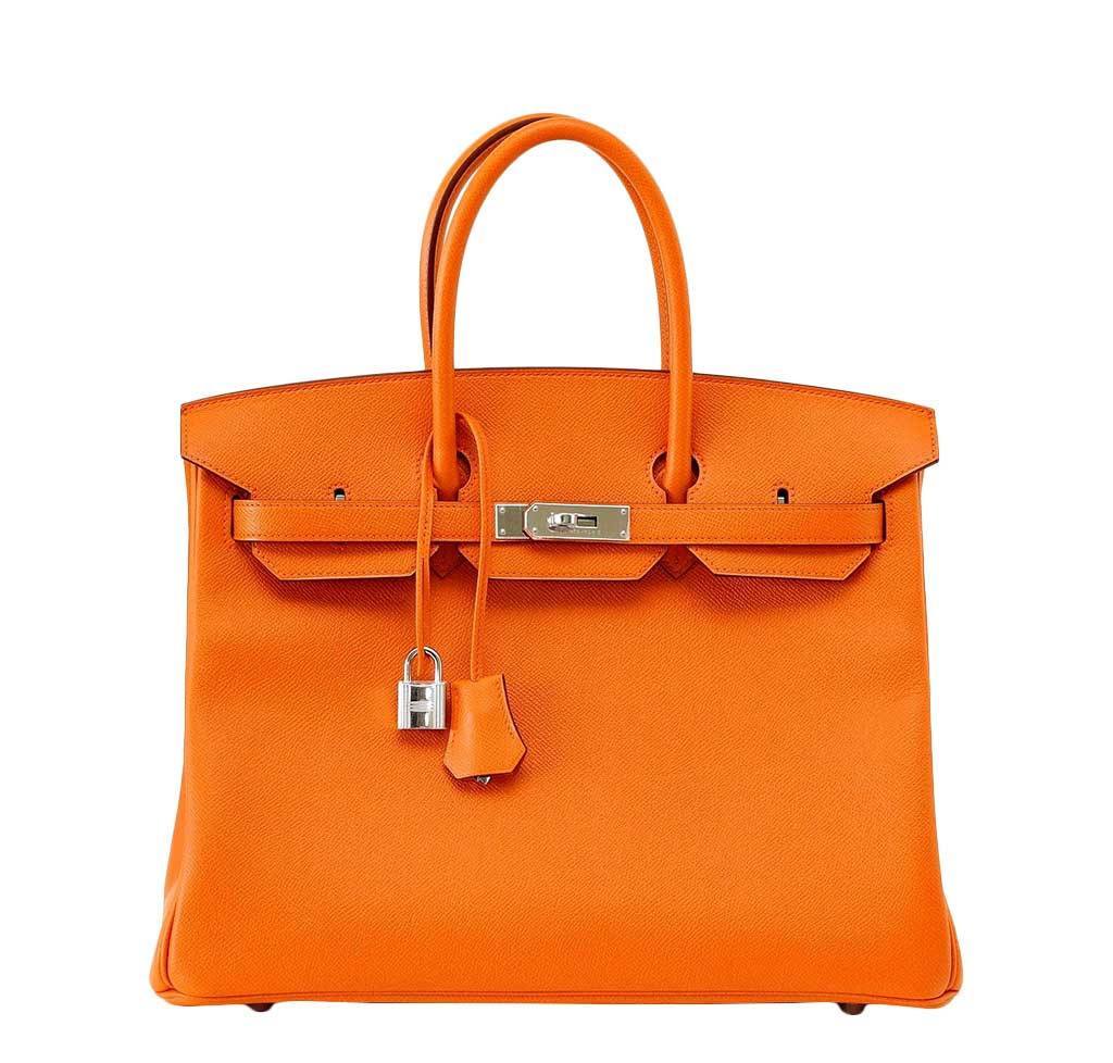 Hermes Constance Wallet Epsom Leather Palladium Hardware In Orange