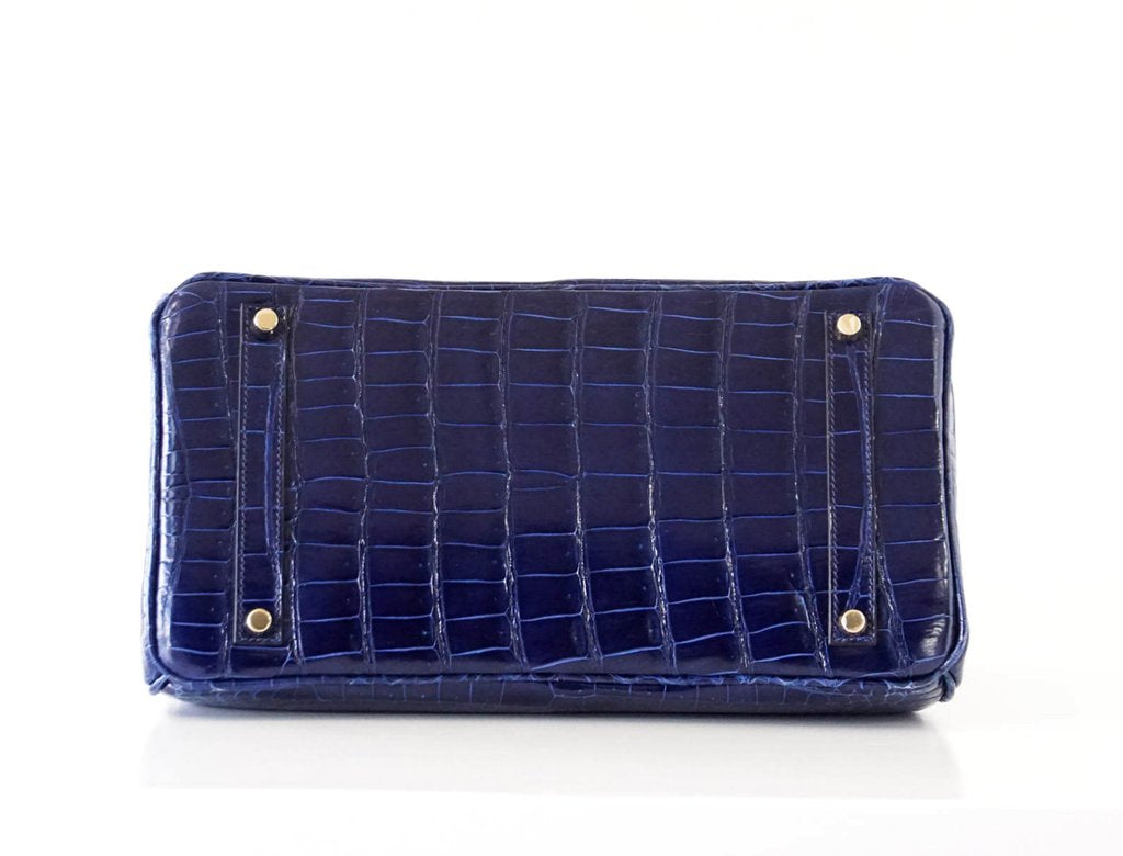 Birkin 35 crocodile handbag Hermès Blue in Crocodile - 25440044