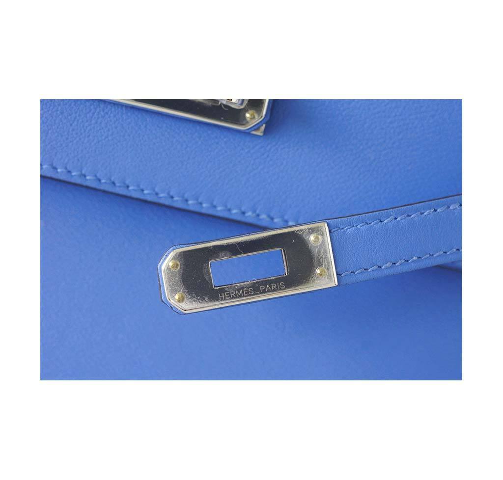 Hermès JPG Kelly Pochette Blue Paradise Swift Leather