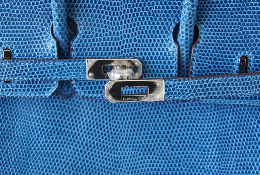 Hermes Birkin 25 Bleu Saphir Lizard Palladium Hardware