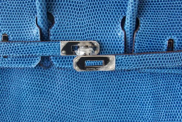 Hermès Birkin 25 Bag Mykonos Lizard Palladium pristine clasp