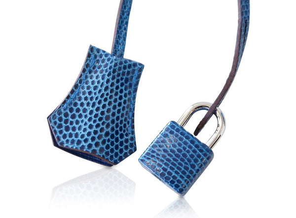 Hermès Birkin 25 Bag Mykonos Lizard Palladium pristine lock keys clochette