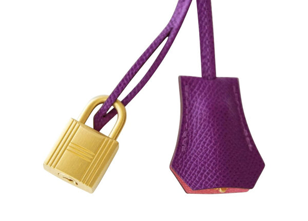 Hermès Kelly HSS 28 Two-Tone Anemone Rose Confetti brushed gold pristine lock keys clochette