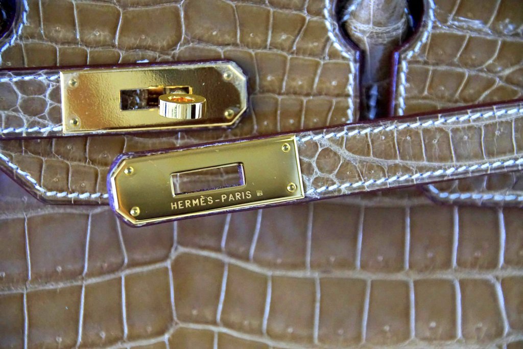 Hermes Briefcase Men's Unisex Quirus Portfolio Ficelle Alligator