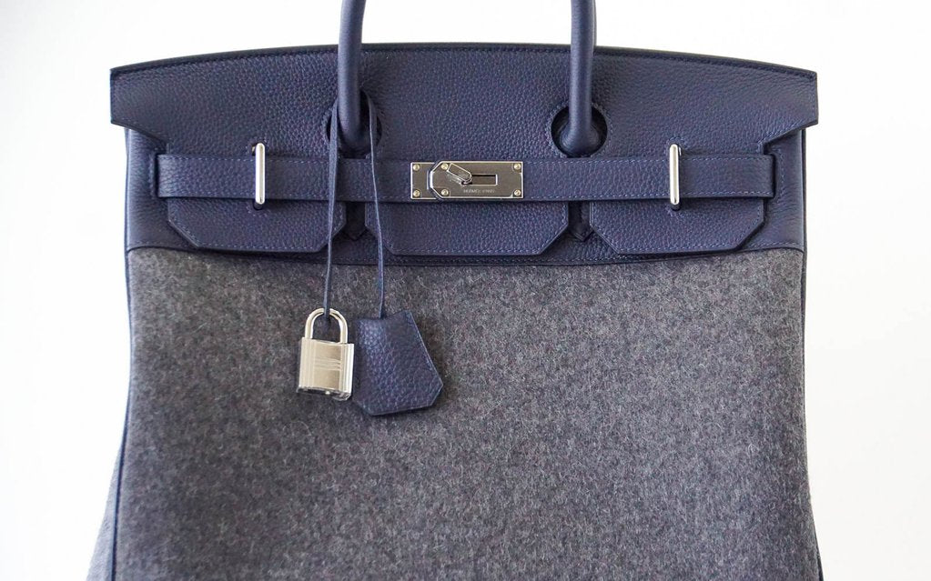 Sold at Auction: Hermes - Birkin 40 HAC Togo Tote Bag - Ocean Blue Leather  Silver Lock Key Large