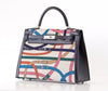 Hermes Kelly 32 Limited Edition Cavalcadour canvas noir swift palladium front side right