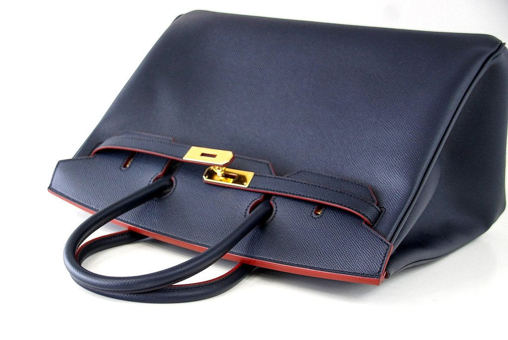 Hermès Birkin 35 Two-Tone Navy & Rouge Limited Edition Epsom Bag