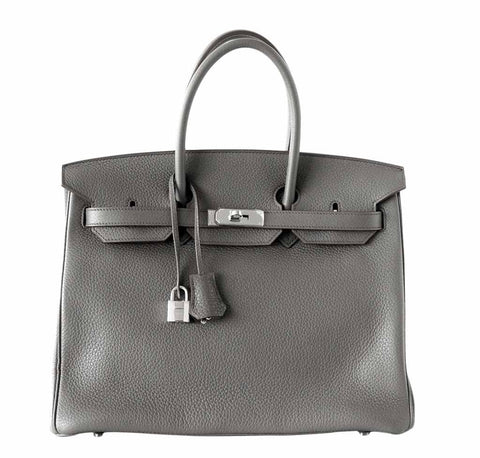 Hermes Birkin 35 Etain Clemence Bag