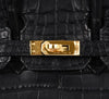 Hermes Birkin 25 Noir Alligator Bag gold pristine clasp engraving