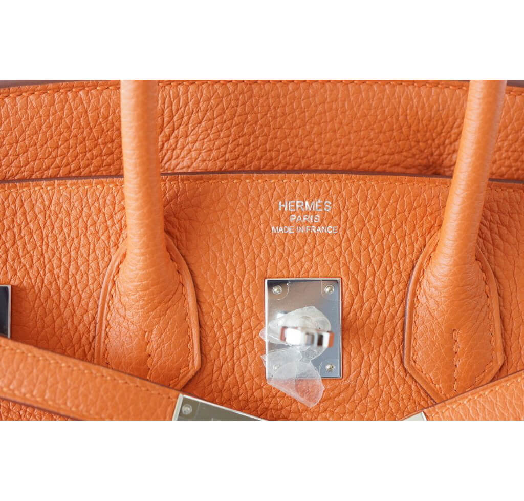 Hermes Birkin 30 Exotic Tangerine Orange Ostrich PHW Handbag in Box
