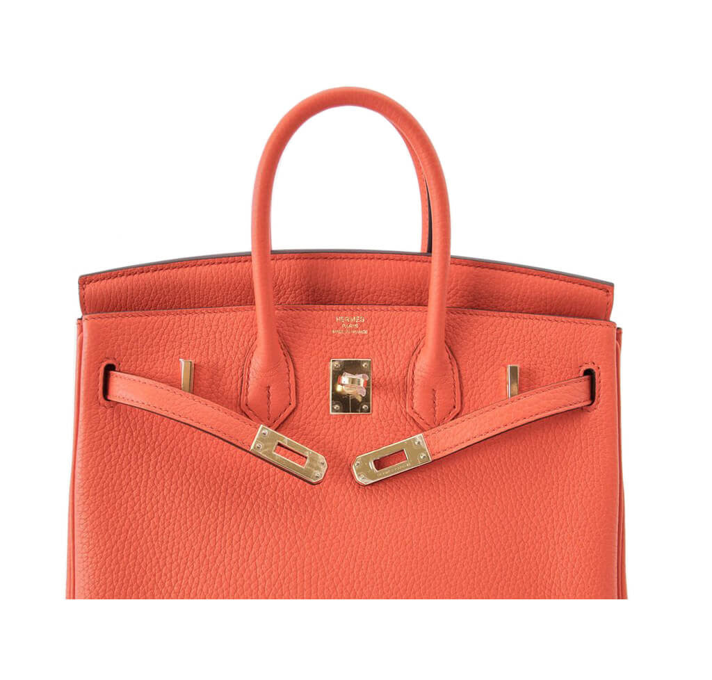 Hermès Birkin 25 Bag Orange Poppy - Clemence Leather Gold Hardware