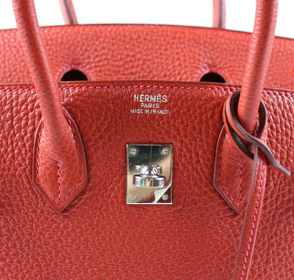 Hermes Birkin 25 Rouge Vermillon Togo Palladium Hardware #X